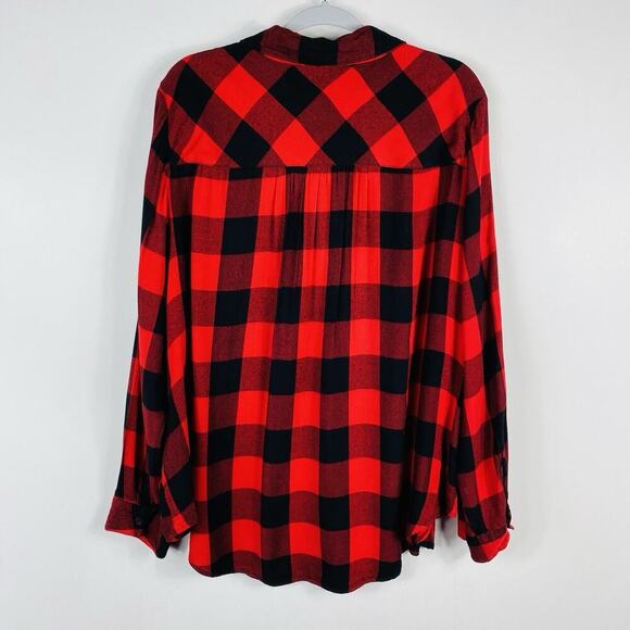 Lane Bryant Size 22 24 Buffalo Plaid Relaxed Button-Front Plaid Boyfriend Shirt - Picture 4 of 6